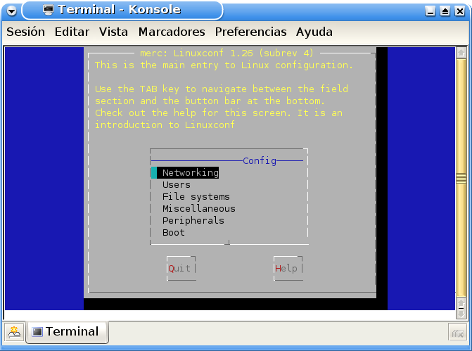 Ventana de linuxconf